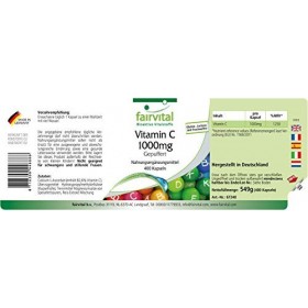 Fairvital | Vitamine C tamponnée 1000mg - Boîte de 400 gélules - Douce pour lestomac - antioxydant