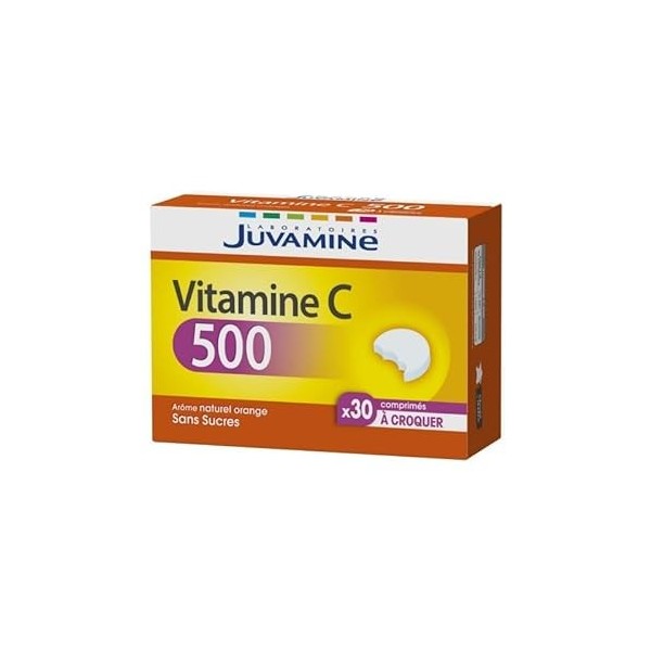 JUVAMINE - Comprimés à Croquer de Vitamine C500, Format 64g - Renforcez Vos Défenses Naturelles et Boostez Votre Vitalité - L