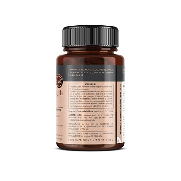 Glutathion 1000 mg x 60 Comprimés. Avec 500 mg de Glutathion, 300 mg d’ALA et 200 mg de Vitamine C par comprimé.