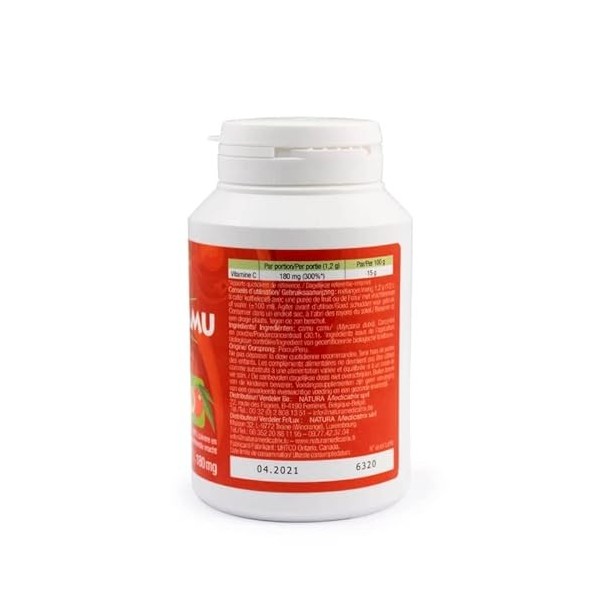 Camu Camu BIO - Super Vitamine C - Naturellement riche en vitamine C : 160 mg/1 g 212,5% - Conditionnement familial, plus p