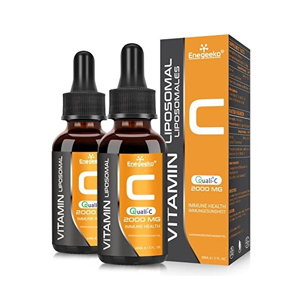 Vitamine C liposomale 2000 mg x 60 ml avec vitamine C Quali®-C, biodisponibilité la plus élevée, booster du système immunitai