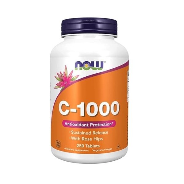 NOW Foods - Vitamine C-1000 - Avec cynorrhodon - Action longue durée - 250 comprimés