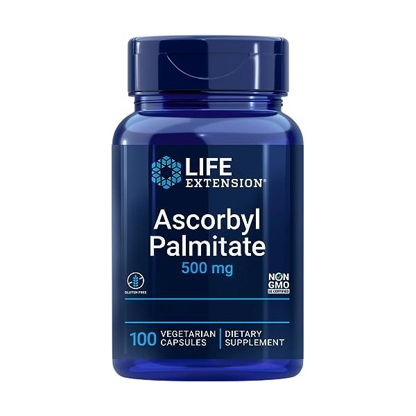 Life Extension, Ascorbyl Palmitate, 500mg, Vitamine C Liposoluble, Hautement Dosée, 100 Capsules végétaliennes, Testé en Labo