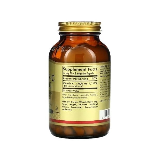 Solgar Vitamine C 1000 mg, 100 capsules végétales – puissant soutien antioxydant et stimulant le système immunitaire