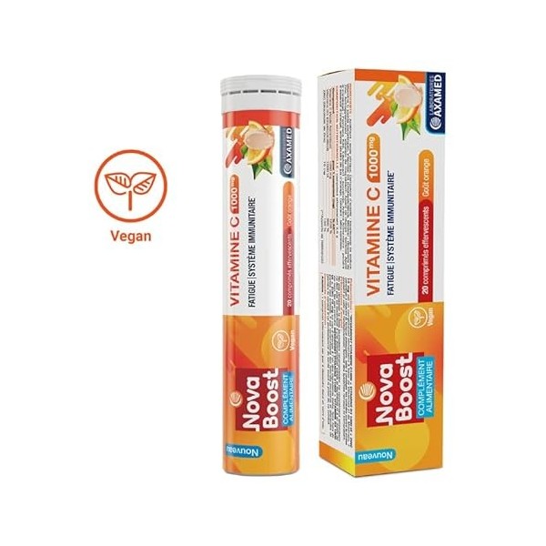 NovaBoost - Vitamine C - Effervescent - Complément Alimentaire - Saveur Orange - x20 Comprimés