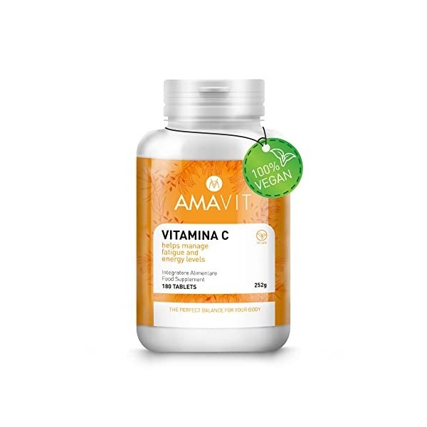 Vitamine C Pure Naturelle 1000mg [Vegan] - Vitamin C Complement Alimentaire pour Fatigue, Collagene et Défenses Immunitaires 