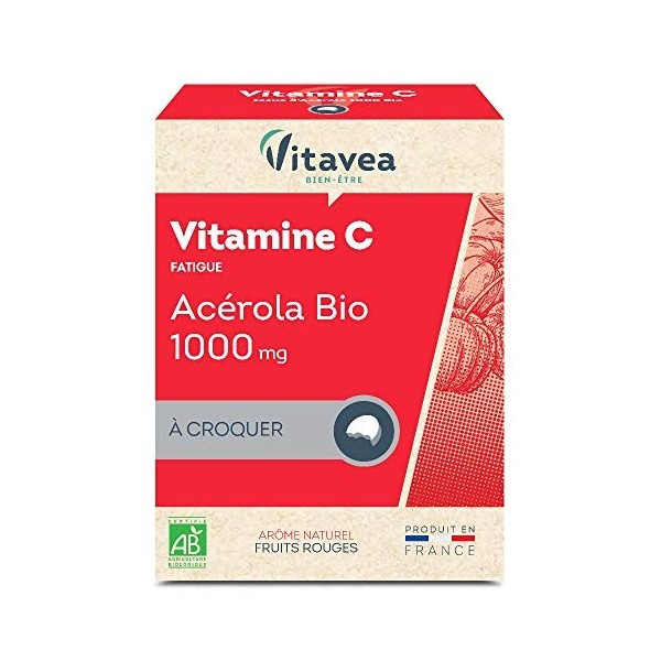 Vitavea - Lot de 3 compléments alimentaires Tonus Energie - Vitamine C acerola BIO, Tonus et vitalité + Vitamine D3, défenses