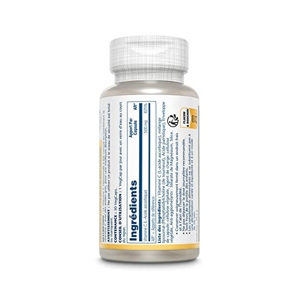 Solaray Vitamine C Liposomale 500mg | vitamine C liposoluble | 30 Vegcaps