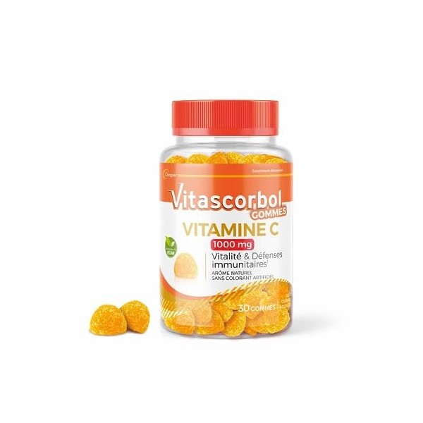 VITASCORBOL - GOMMES 1000 - Complément alimentaire à base de Vitamine C 1000 mg - Vitalité et défenses immunitaires1 - Ingréd