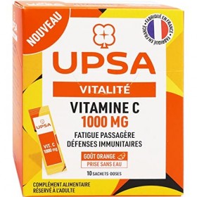 UPSA Vitalité, Vitamine C 1000mg en sachet - Lot de 3 Boites de 10 sachets Pack 3 