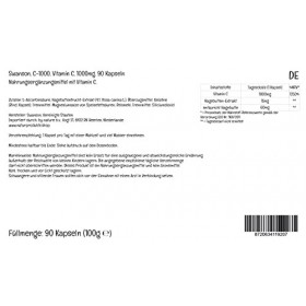 Swanson, C-1000, Vitamine C Acide Ascorbique , 1000mg, avec Églantier, 90 Capsules, Hautement Dosé, Testé en Laboratoire, Sa
