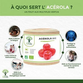 Acerola Bio - Bioptimal - Complément Alimentaire - Extrait dAcérola en Gélule - 17% de Vitamine C Biodisponible - Anti-Fatig