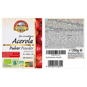 Pearls Acérola Poudre BIO 250g – 25% de vitamine C naturelle