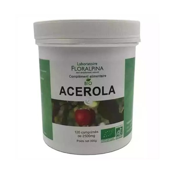 Acérola bio 120 comprimés - Riche en vitamine C - 1000 mg dont 170 mg de vitamine C - RUE DES PLANTES