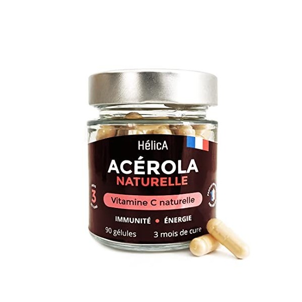 Acérola Bio – Vitamine C Naturelle – Concentré 250% de la VNR – Sans Sucre – Réduit la Fatigue et Renforce l’Immunité – 90 gé