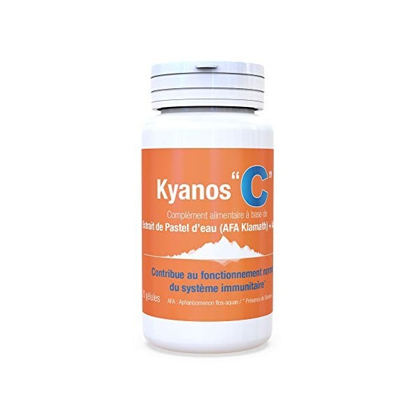 Kyanos C+ | Extrait dAlgue Klamath Pastel deau - 500mg | Cultivée en France | Extrait dAcerola et Bioflavonoides naturels 