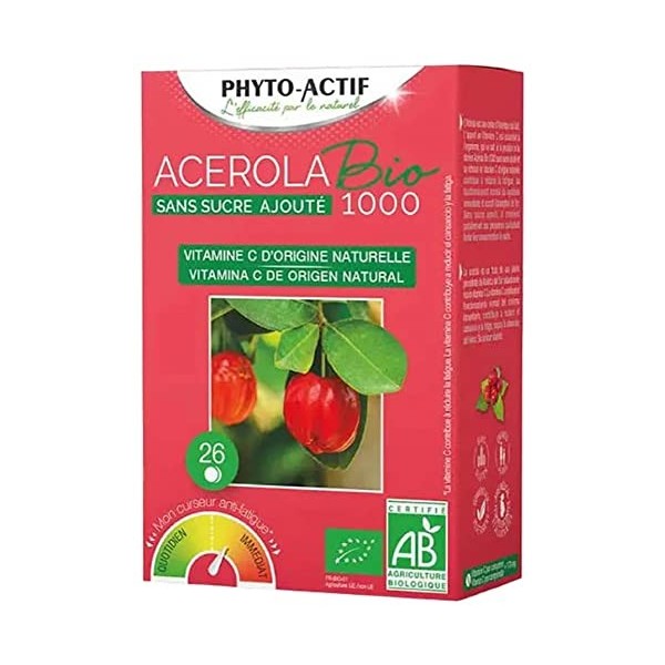 Phyto-Actif Acérola 1000 Sans Sucre Ajouté Bio 24 Comprimés