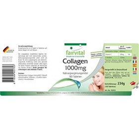Fairvital | Collagène - 8000 mg de collagène par dose journalière - pendant 20 jours - dose élevée - 180 comprimés - avec Vit