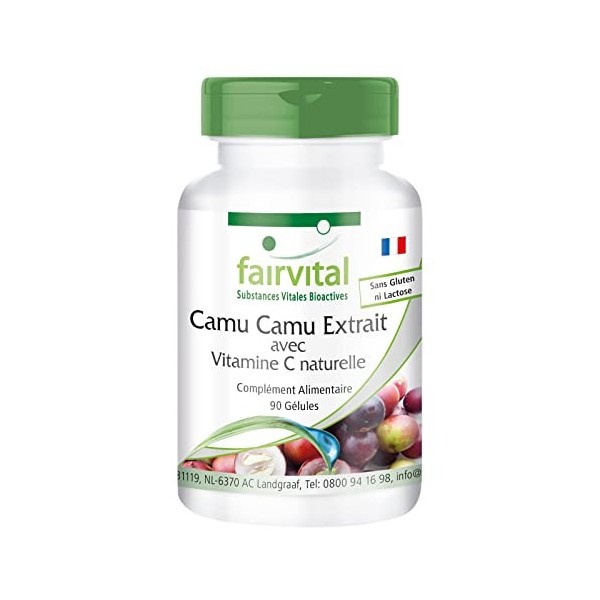 Fairvital | Extrait de Camu Camu - Poudre en gélules - 90 Pièces - VEGAN - Fortement Dosé - Vitamine C naturelle