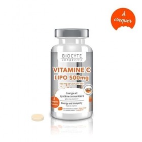 BIOCYTE Vitamine C Lipo 500mg - Complément Alimentaire Energie et Immunité - Vitamine C Liposomale - 30 Comprimés à Croquer -