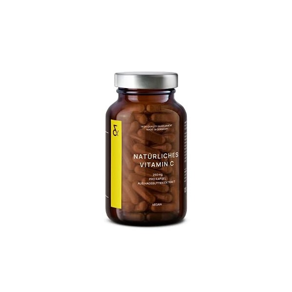 Vitamine C Naturelle - 120 Gélules - Vitamine C 500mg par Dose 2 gélules - 100% Pure Extrait de Cynorrhodon à Haute Dose - 