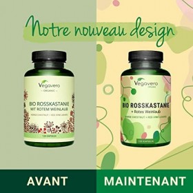 Marronnier d’Inde BIO 400 mg Vegavero® | Extraction en FRANCE | Qualité Supérieure | Avec Vitamine C Naturelle + Vigne Rouge 