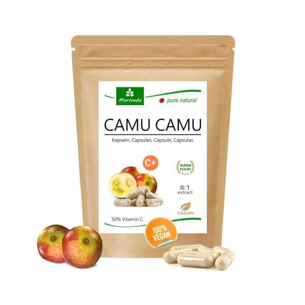 MoriVeda Vitamine C Camu Camu 120pcs 120capsules I Extrait - La bombe vitaminée avec 40x plus de vitamine C que le citron I