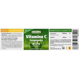 Greenfood Vitamine C favorable à lestomac, 500 mg, dose élevée, 180 comprimés, Vegan SANS additifs artificiels. Sans génie g
