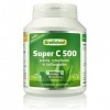 Greenfood Super C, 500 mg de vitamine C, dose élevée, 180 comprimés - avec acerola, pointe de rose et bioflavonoïdes, aide à 