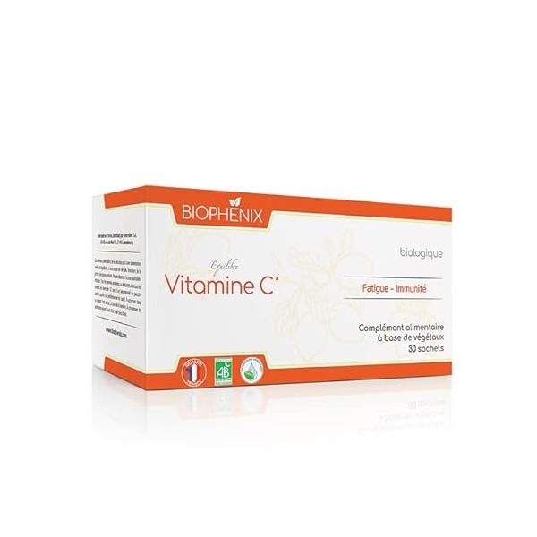 Biophénix Vitamine C biologique 30 sachets de 3 g - Complément alimentaire BIO 100% naturel à base de végétaux - Fatigue et i