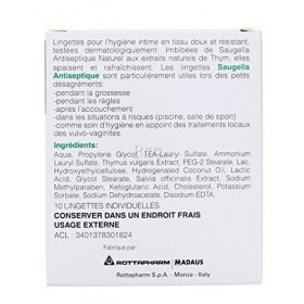 Saugella Antiseptique Naturel 10 Lingettes Intimes Individuelles