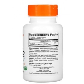 Doctors Best Vitamine naturelle K2 MK7 avec MenaQ7, 45 mcg, 60 vcaps, soutien de la santé osseuse et cardiaque