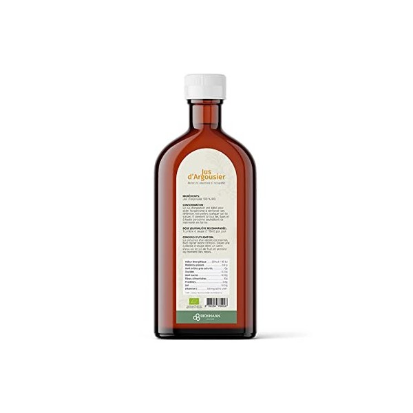 Jus dargousier 250 ml BIO - Tonus et vitalité - Riche en vitamine C naturelle