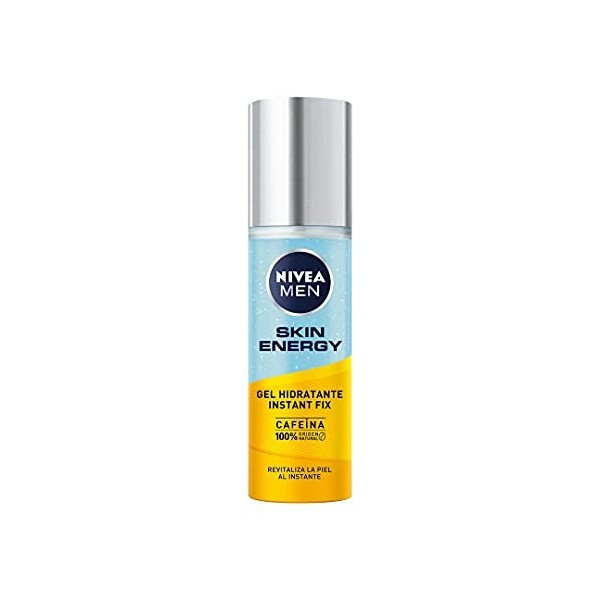 NIVEA MEN Skin Energy Gel Hidratante Instant Fix 50 ml , gel facial para hombre que elimina los signos del cansancio, gel re