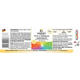 B-12 + acide folique sublingual - 100 comprimés avec acérola de notre propre fabrication - qualité pharmacie allemande - haut