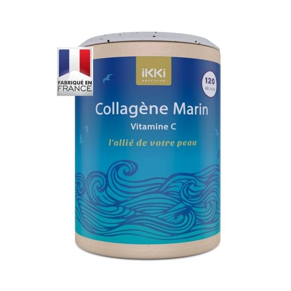 Collagène Marin Pur de Type I, Vitamine C, Manganèse- 120 Gélules- Anti-Rides Naturel- Complément Alimentaire Pour la Peau- E