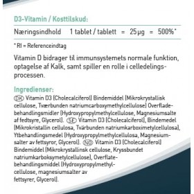 Vitamine D3 25 µg/1000 UI – 250 comprimés végétaliens