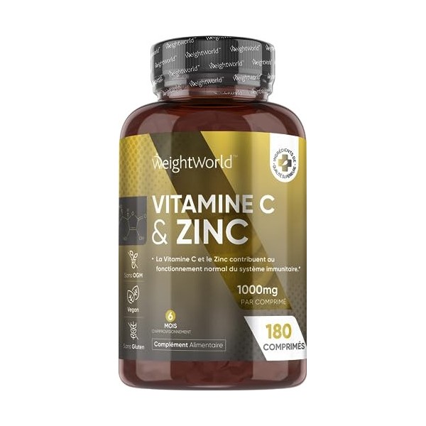 WeightWorld Vitamine C & Zinc 180 Comprimés