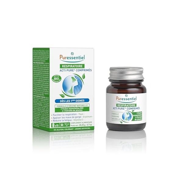 Puressentiel - Comprimés Acti Pure Respiratoire – Huiles essentielles, Extraits de plantes, Vitamine C – Facilite la respirat