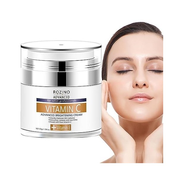 Crème pour le visage à la vitamine C | Crème hydratante éclaircissante pour le visage - Formule hydratante et douce Crème à l