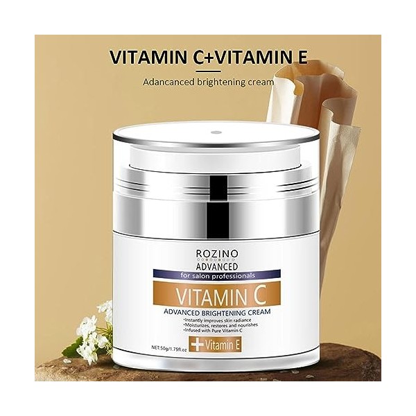 Crème pour le visage à la vitamine C | Crème hydratante éclaircissante pour le visage - Formule hydratante et douce Crème à l