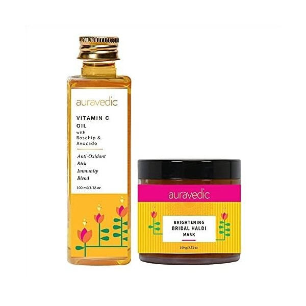 LOGY Auravedic Vitamine C pour mariée avec cynorrhodon, curcuma, vitamine C pour purifier, détoxifier, briller et renouveler 