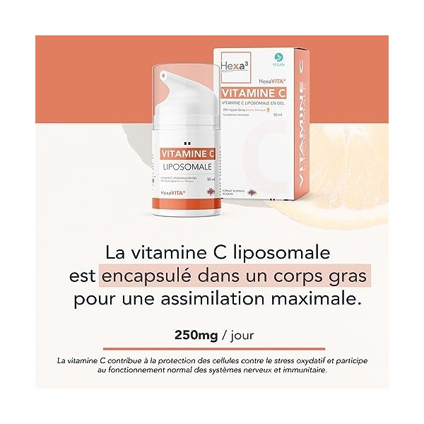Vitamine C Liposomale Spray Gel 50ml HexaVITA® Hexa3 Mangue 
