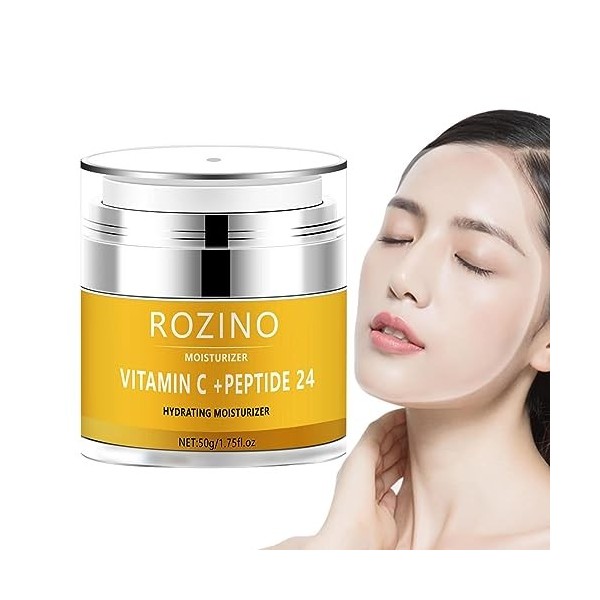 Hydratant pour le visage à la vitamine C,Lotion hydratante pour le visage Vitamine C + Peptide 24 Crème éclaircissante - Soin