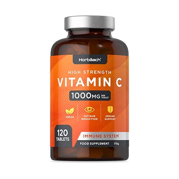 Vitamine C 1000 mg | 120 Comprimés Végétaliens | Alternative aux Capsules | by Horbaach