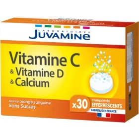 JUVAMINE - Vitamine C Vitamine D & Calcium - 30 Comprimés Effervescents
