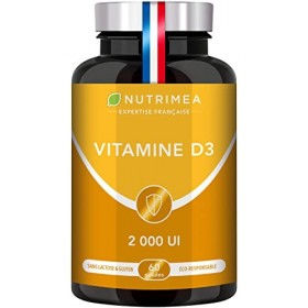 VITAMINE D3 – 100% Pure – 2000 UI – 1000% des Apports Journaliers – Santé des Os & des Dents - Immunité - 60 Gélules – Nutrim
