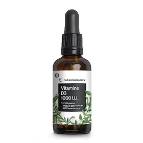 Vitamine D3 – 1000 U.I. Vitamine D par goutte – 50 ml 1750 gouttes – enhuile TCM de noix de coco – fortement dosée, liquide