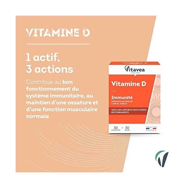 Vitavea - Vitamine D - Complément Alimentaire Défense, Immunité - Défenses Naturelles Renforcées, Maintien du Capital Osseux 