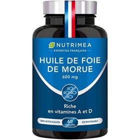 Huile de Foie de Morue - 600 mg - 100% des Besoins en Vitamines A et D - Immunité - Santé de la Peau - Capital Osseux - Quali